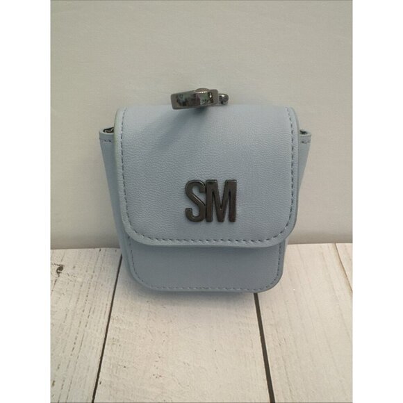 Steve Madden Light Blue Women’s Purse Charm Airpod Case Snap Closure 3”x3”x1.5” - Picture 1 of 6